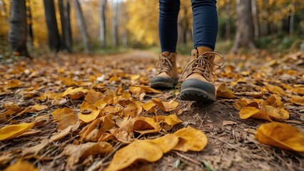 person walking in autumn park