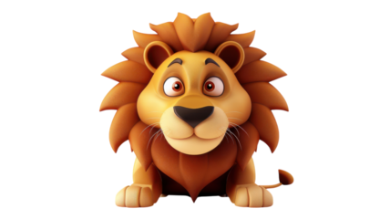 3D Cartoon Style Lion Face Isolated on White Background for Creative Design Projects