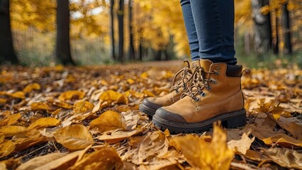 person walking in autumn park