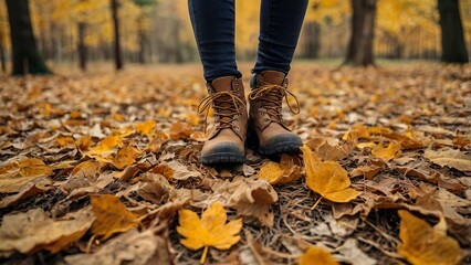 person walking in autumn park