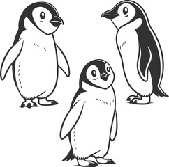 Cute Penguin in Black: Adorable Penguin Character with Stylish Charm