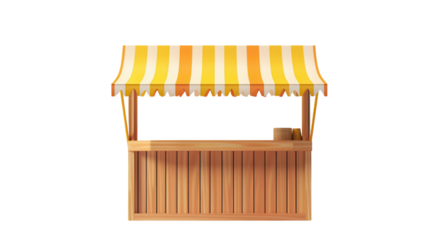 3D Render of a Market Stall Kiosk Displaying Various Products