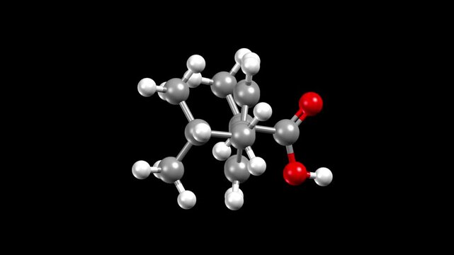 Structure of ibuprofen, a common non-steroid anti-inflammatory drug. Animated 3D ball-and-stick and spacefill models, black background.