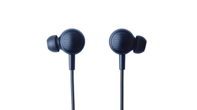 Modern audio equipment, wireless headphones and earbuds, portable music device, digital sound technology, electronic gadget for listening, isolated background closeup.