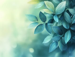 Fototapeta premium Dreamy Abstract Background with Soft Bokeh Effects and Pastel Colors of Blue and Green