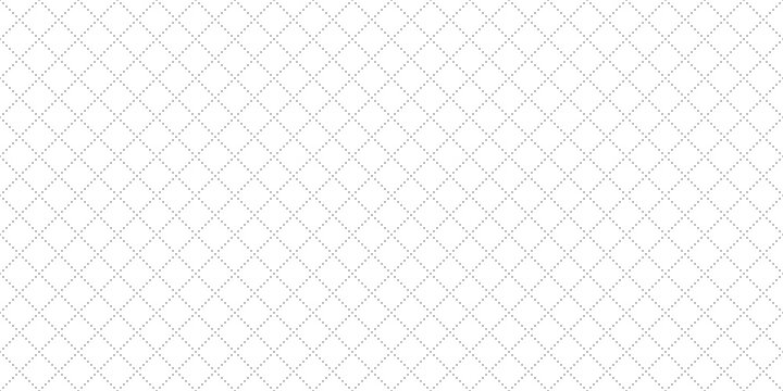 Dotted rhombus geometric seamless pattern. Dash diagonal cross line seamless pattern. Diagonal squares background. Squares grid texture. Vector illustration isolated on white background.