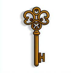 Obraz premium Vintage Ornate Key with Intricate Design and Elegant Curves in Brown Color