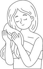 woman washing hair outline coloring printable