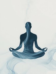 Serene Silhouette of a Meditating Human Figure