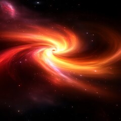 Fiery cosmic swirl in deep space, stars and nebula.