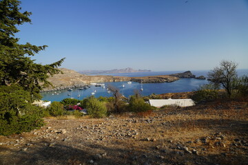 panoramic view of Lindos bay