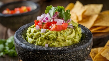 Traditional Guacamole with Fresh Tomatoes and Cilantro
