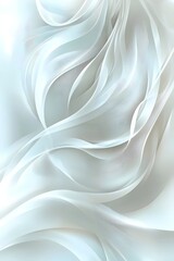 Obraz premium A mesmerizing abstract background featuring flowing translucent waves in soft white and pale blue tones, creating a serene and calming atmosphere.