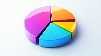 Circular pie chart in vibrant colors on a clean, white background, with individual segments highlighted to show data distribution