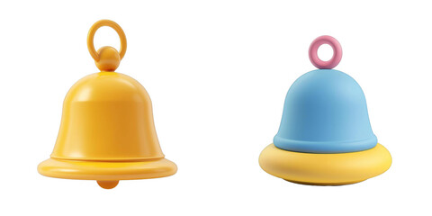 3d render bell isolated on transparent background Cartoon Illustration in plastic style