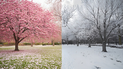 The Beginning of winter is bustling in the white snowy city professional photography, morning frosty winter park landscape,  snow in a winter park, virgin snow and snow-covered trees covered snow

