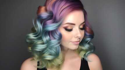 Striking and Tie Dye Hair Color Effect Featuring Swirling Patterns of Vivid Blue Purple and Green Shades for a Unique and Fashion Forward Look