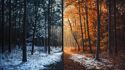 Winter forest at sunset, Winter landscape with snow-covered trees, Cold snowy winter forest landscape , Winter forest in the snow, Winter forest with snow and fog

