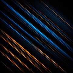 Diagonal blue and orange light streaks for abstract design suitable for backgrounds, technology, futuristic concepts, motion graphics, digital art.