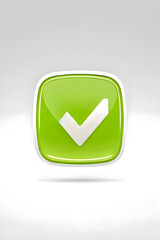 Green button with white checkmark suitable for web or app design, completion confirmation, approval icons, progress tracking, project management.