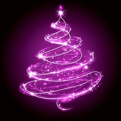 Glowing purple spiral Christmas tree design.