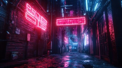 Fototapeta premium Neon City Alleyway
