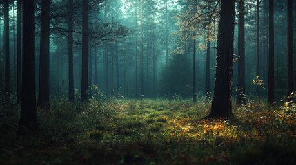 Obraz premium Misty Forest Path