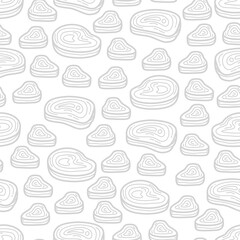 doodle steak pattern background. doodle meat pattern background. Beef Meat Seamless Pattern background. 