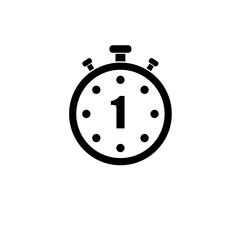 Sports Stopwatch, Countdown Timer Solid Flat Vector Icon Isolated on White Background.