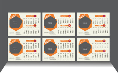 Monthly desk calendar template for 2025 year. desk calendar in a minimalist style. Vector Template 2025 year.