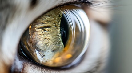 Fototapeta premium A Close Up Of A Cats Golden Eye