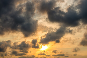 Rain clouds on sunset