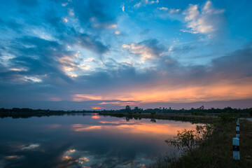 Sunset at the lake landscape