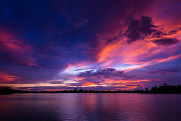 sunset on the lake landscape