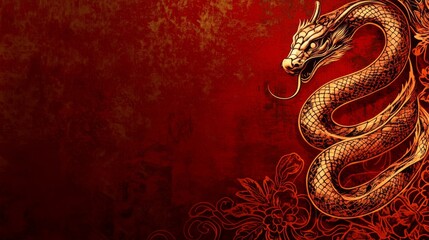The Year of the Snake, A red background with a dragon on it