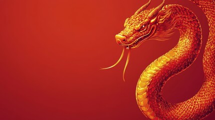 The Year of the Snake, A red dragon with gold scales and a long tail