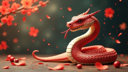 Obraz premium illustration of cute chinese snake. Happy Chinese New Year 2025. 