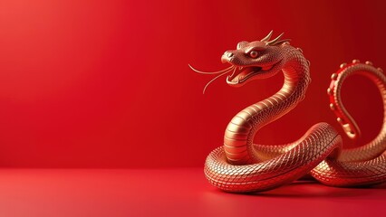 luxury red and gold chinese snake new year background with copy space