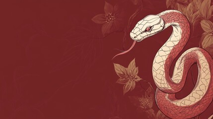 Obraz premium The Year of the Snake, A red background with a snake on it