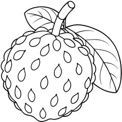 Line art of a atemoya fruit. Vector illustration
