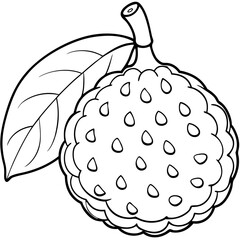 Line art of a atemoya fruit. Vector illustration