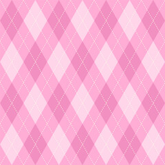 Argyle vector pattern pink squares Seamless geometric background for clothing, wrapping paper, backdrop, for cards.