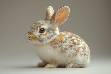 Obraz premium Adorable Baby Rabbit with Brown Spots Shows Curious Expression
