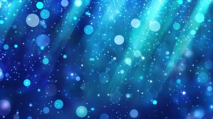 Obraz premium Soft glowing golden bokeh lights on a teal background, evoking a dreamy and festive atmosphere with a tranquil mood.