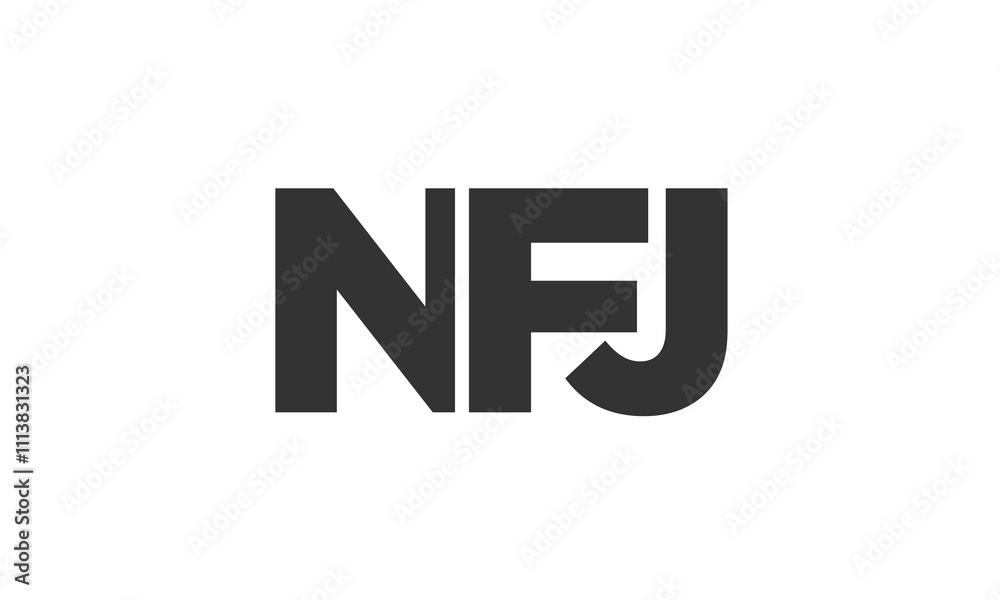Poster nfj logo design template with strong and modern bold text. initial based vector logotype featuring s