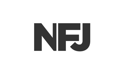 Obraz premium NFJ logo design template with strong and modern bold text. Initial based vector logotype featuring simple and minimal typography. Trendy company identity.