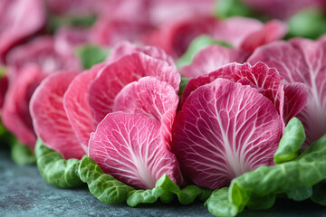 Obraz premium Pink Radicchio Leaves Arranged Beautifully With Greens