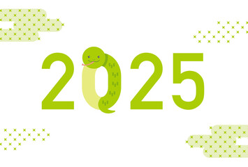 2025 かわいい巳年の年賀状