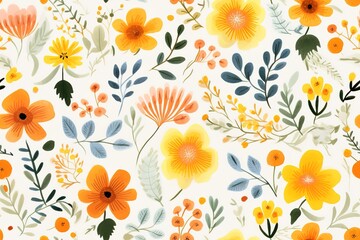 Obraz premium Abstract Hand drawn abstract wildflowers, set flowers and leaves, flat icons. Vector illustration 