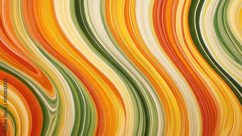 Poster vibrant, wavy lines forming an abstract background pattern with a gradient effect, representing moti